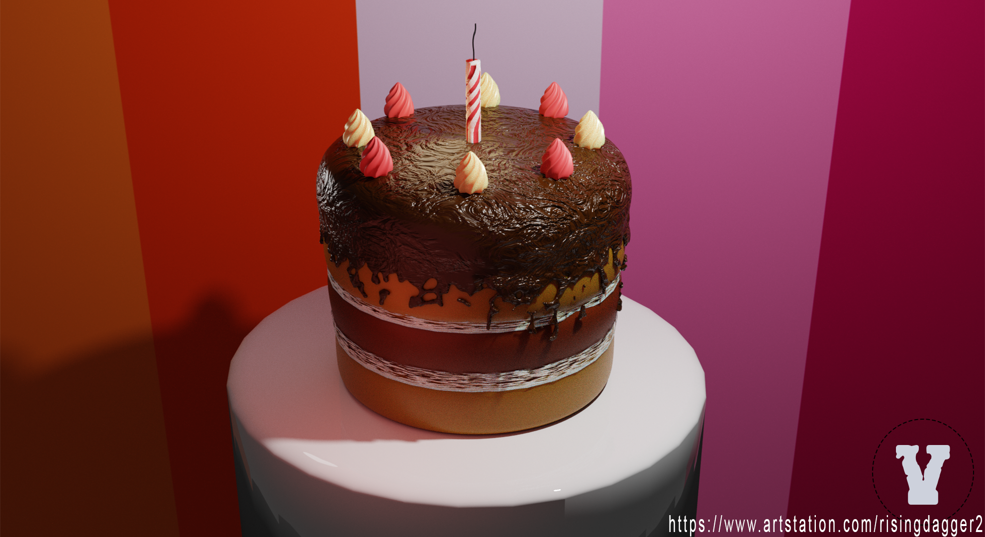 Birthday cake render