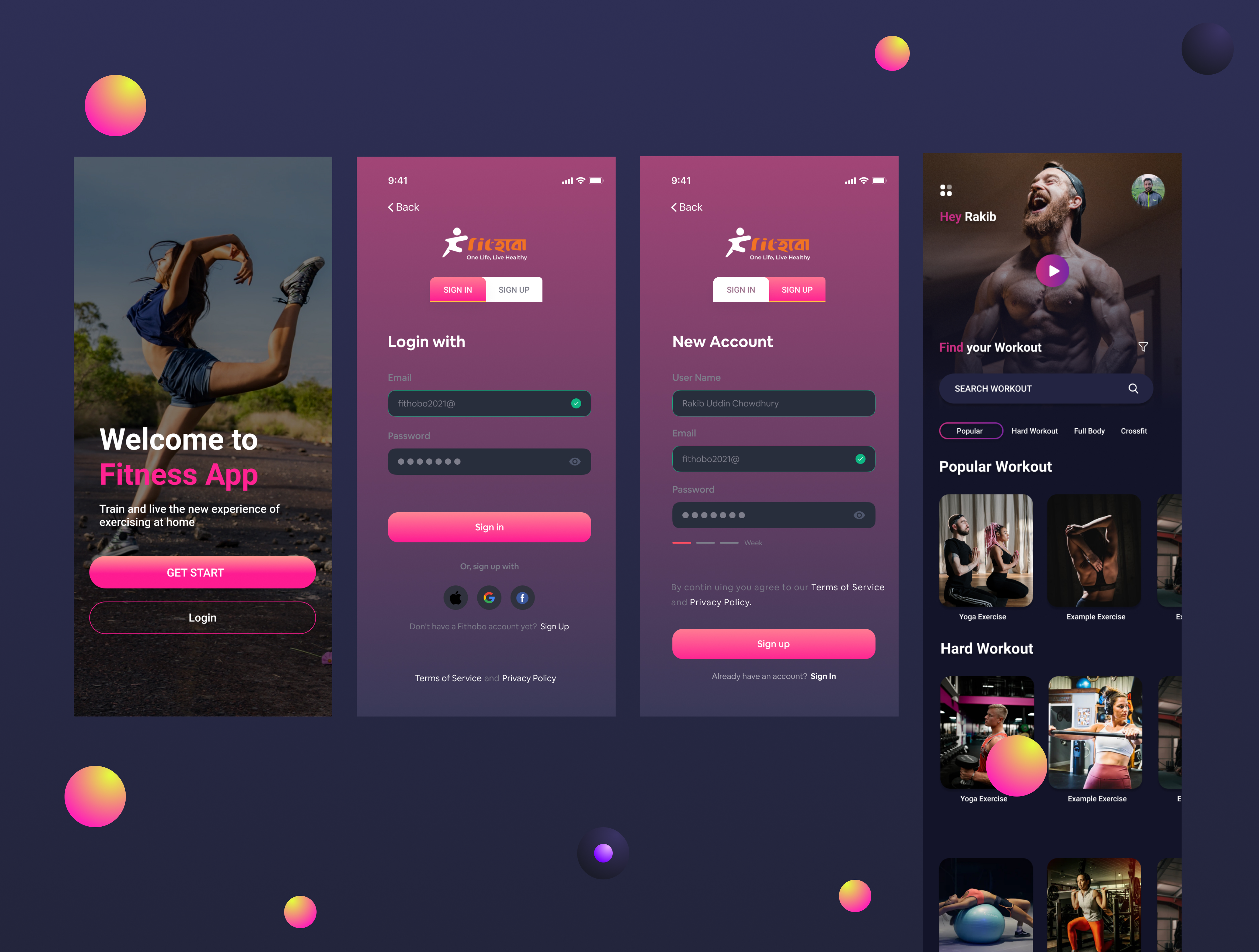 Fitness app Design